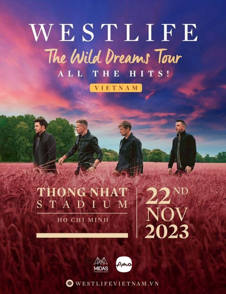 Poster concert "The Wild Dreams Tour - All The Hits" của nhóm Westlife tại TP Hồ Chí Minh