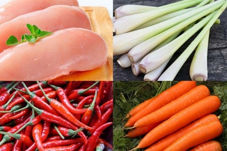 Nguyên liệu làm ức gà xào sả ớt