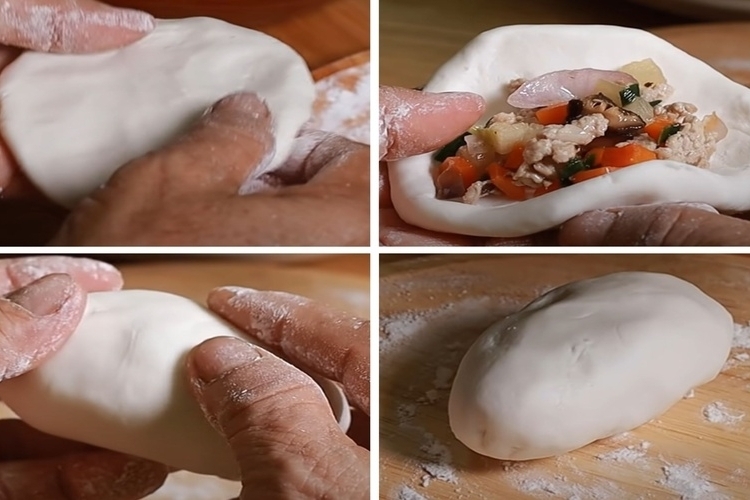 Nhồi bánh và nắn bánh cam mặn