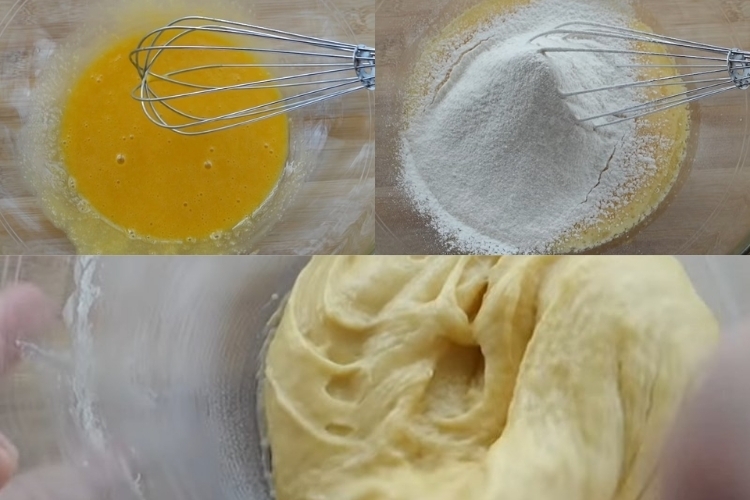 Trộn bột bánh bông lan sữa tươi