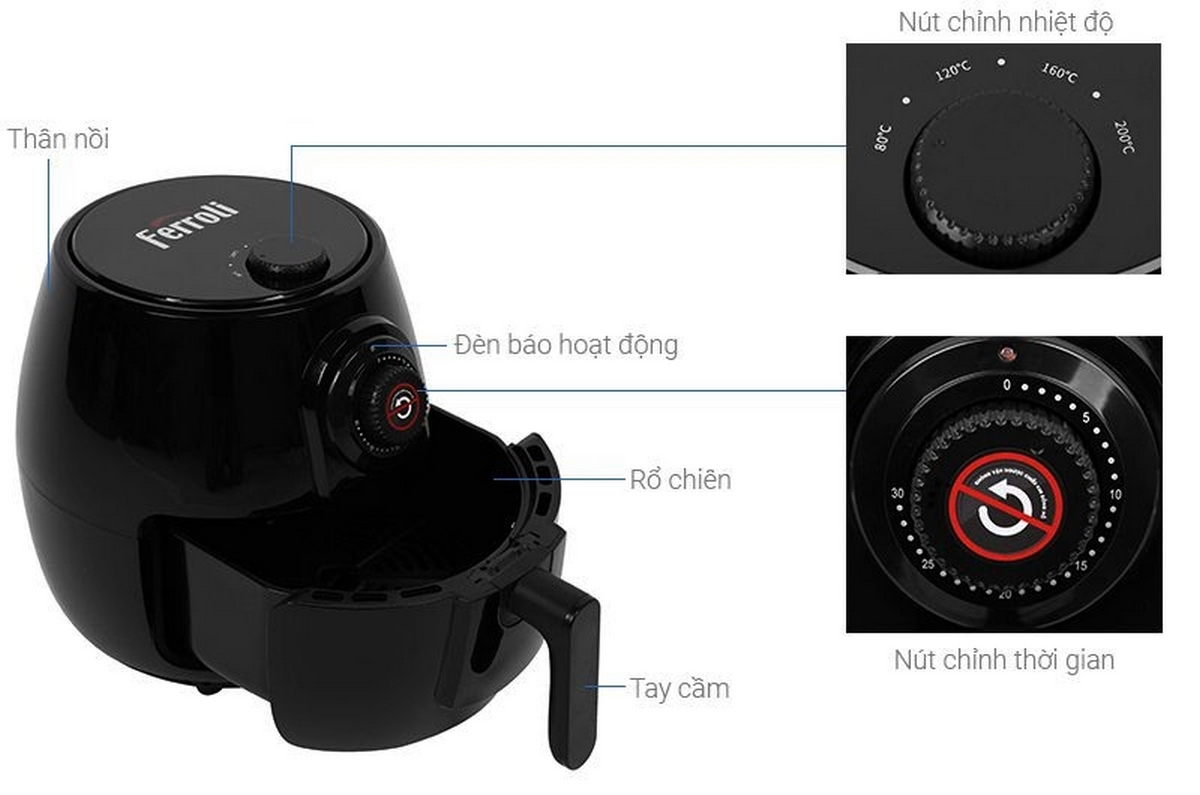 cách sử dụng nồi chiên không dầu Ferroli - hình 1