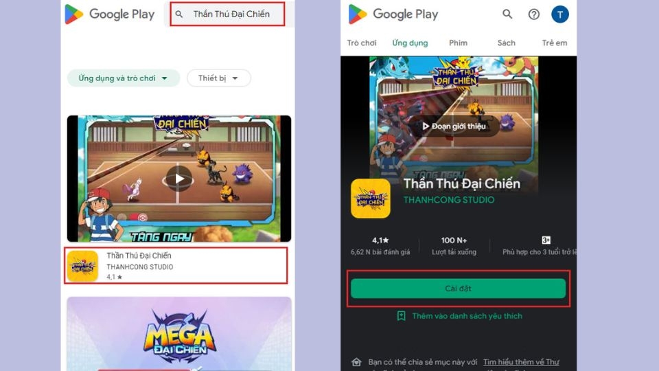 Cách tải Thần Thú Đại Chiến trên Android