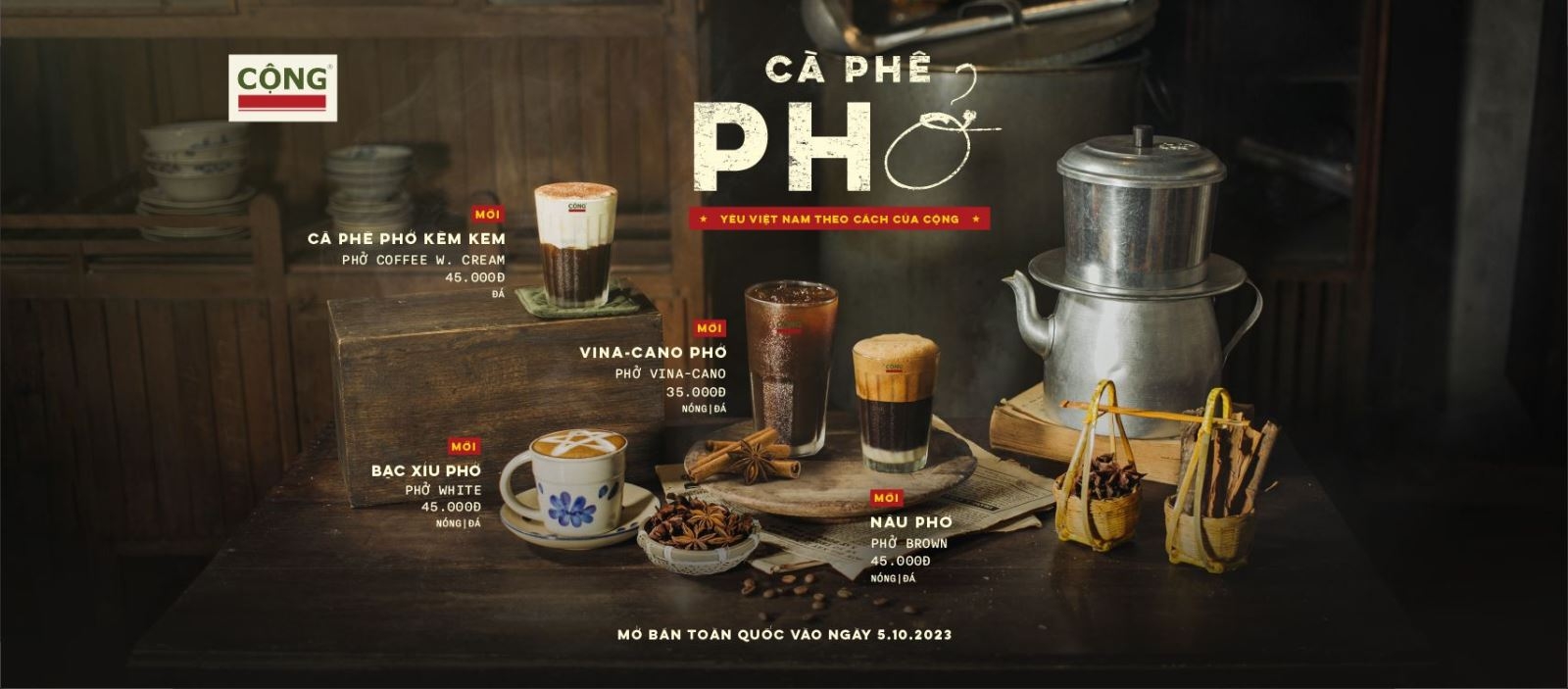 Poster quảng cáo Cà phê Phở của Cộng Cà Phê