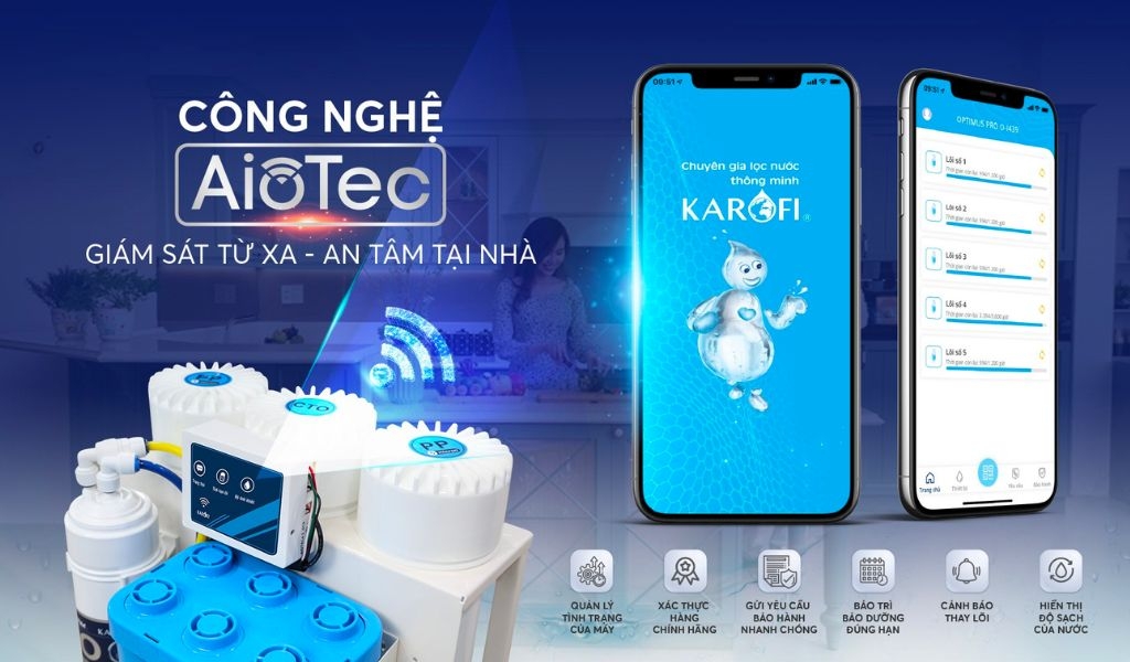 Công nghệ AioTec điều khiển máy lọc nước từ xa