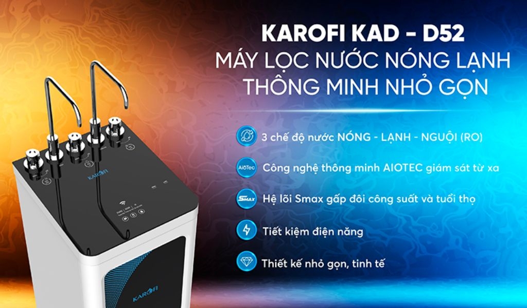 Máy lọc nước Karofi 10 lõi KAD-D52 với hàng loạt tính năng thông minh