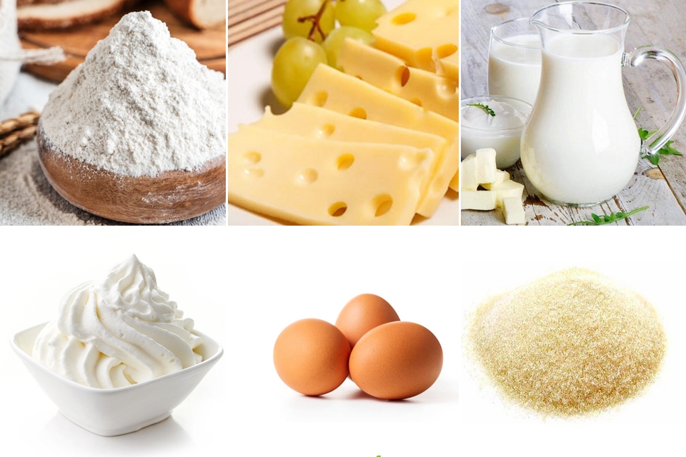 Nguyên liệu làm bánh mì phô mai tan chảy.