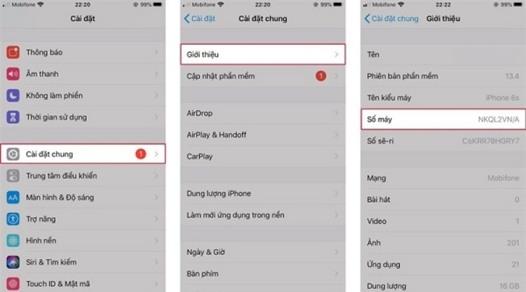 Để kiểm tra mã số iPhone