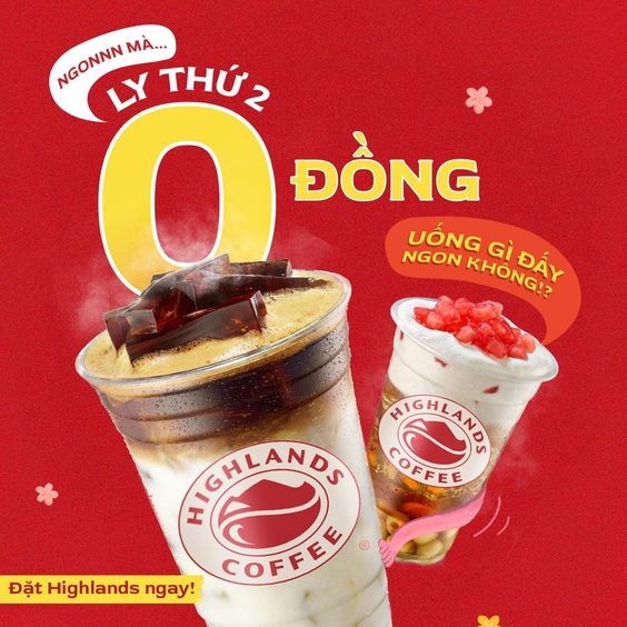 Poster giảm giá thương hiệu Highland nổi tiếng