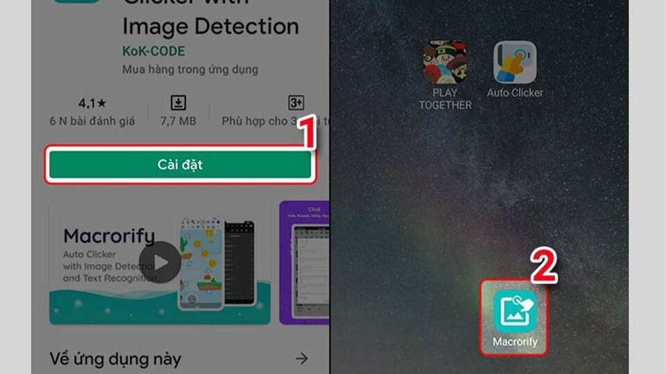 Vào CH Play tải về ứng dụng Macrorify