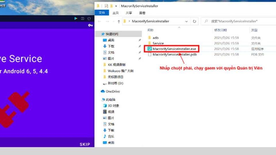 Mở file Macrorify Service Installer.exe