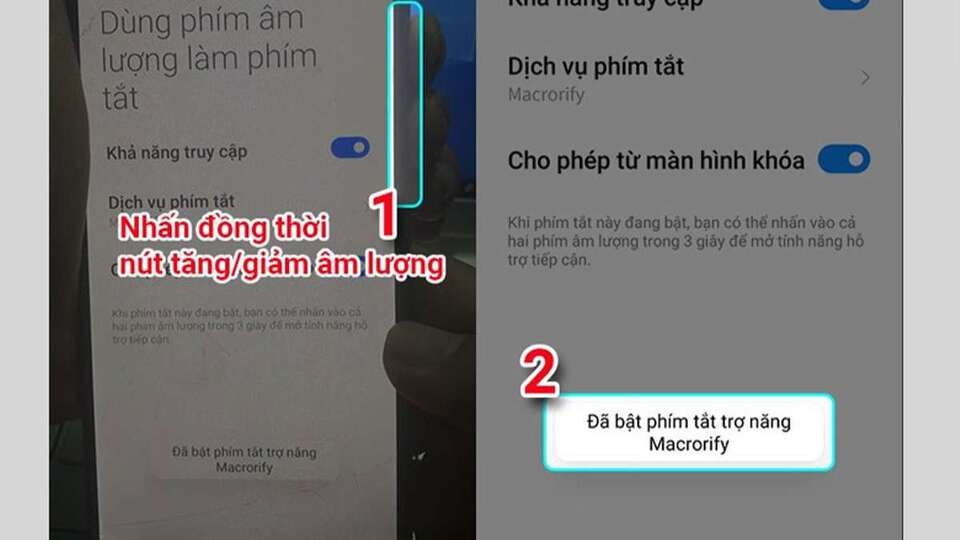Sử dụng đồng thời hai nút âm lượng để kích hoạt ứng dụng
