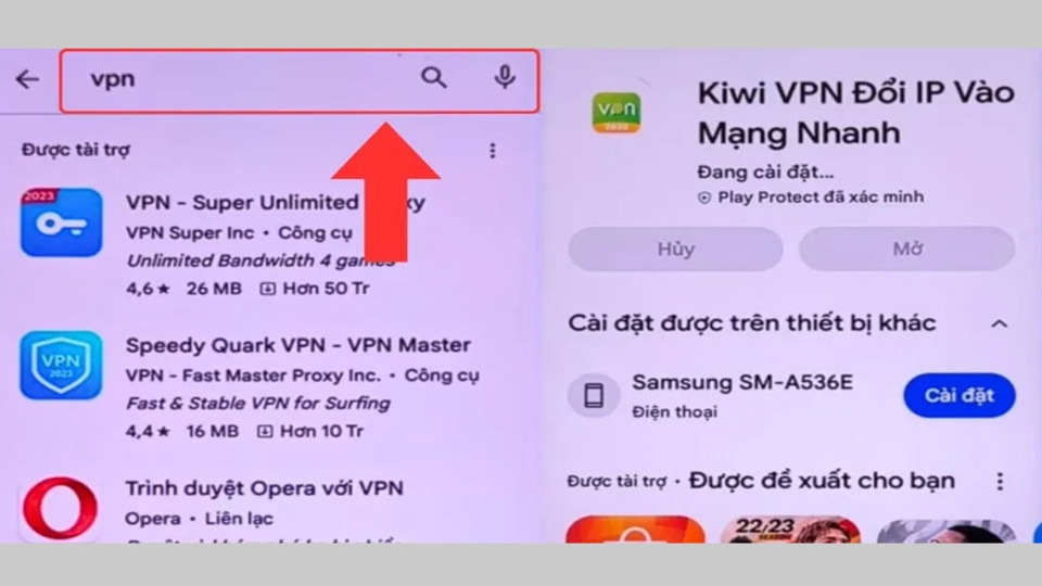 Cài ứng dụng VPN trong CH Play