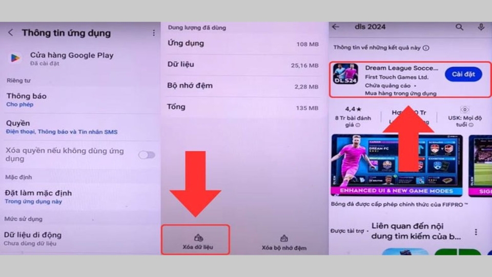 Xoá dữ liệu và cài đặt game như bình thường
