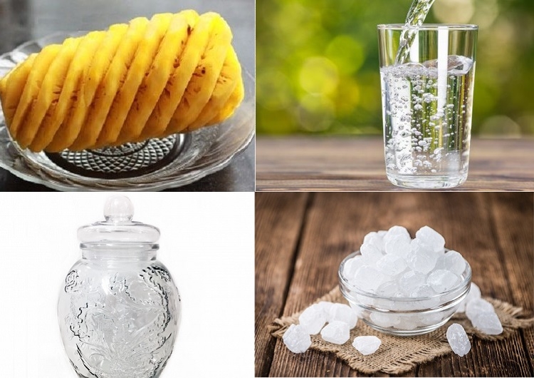 Nguyên liệu chuẩn bị làm dứa ngâm đường