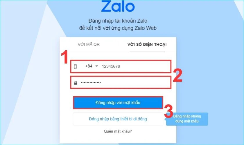 Dùng Zalo Web thay thế bước 2