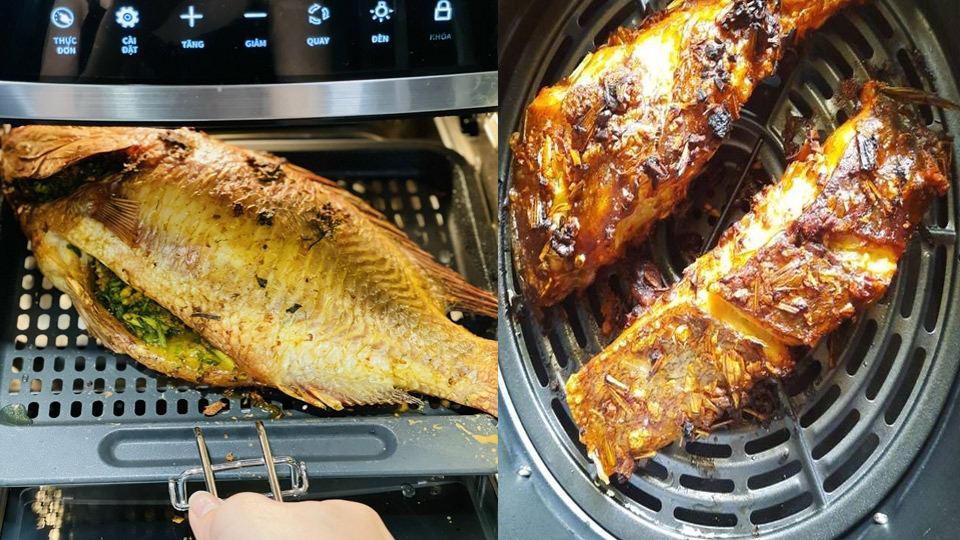 Chiên cá bằng nồi chiên không dầu