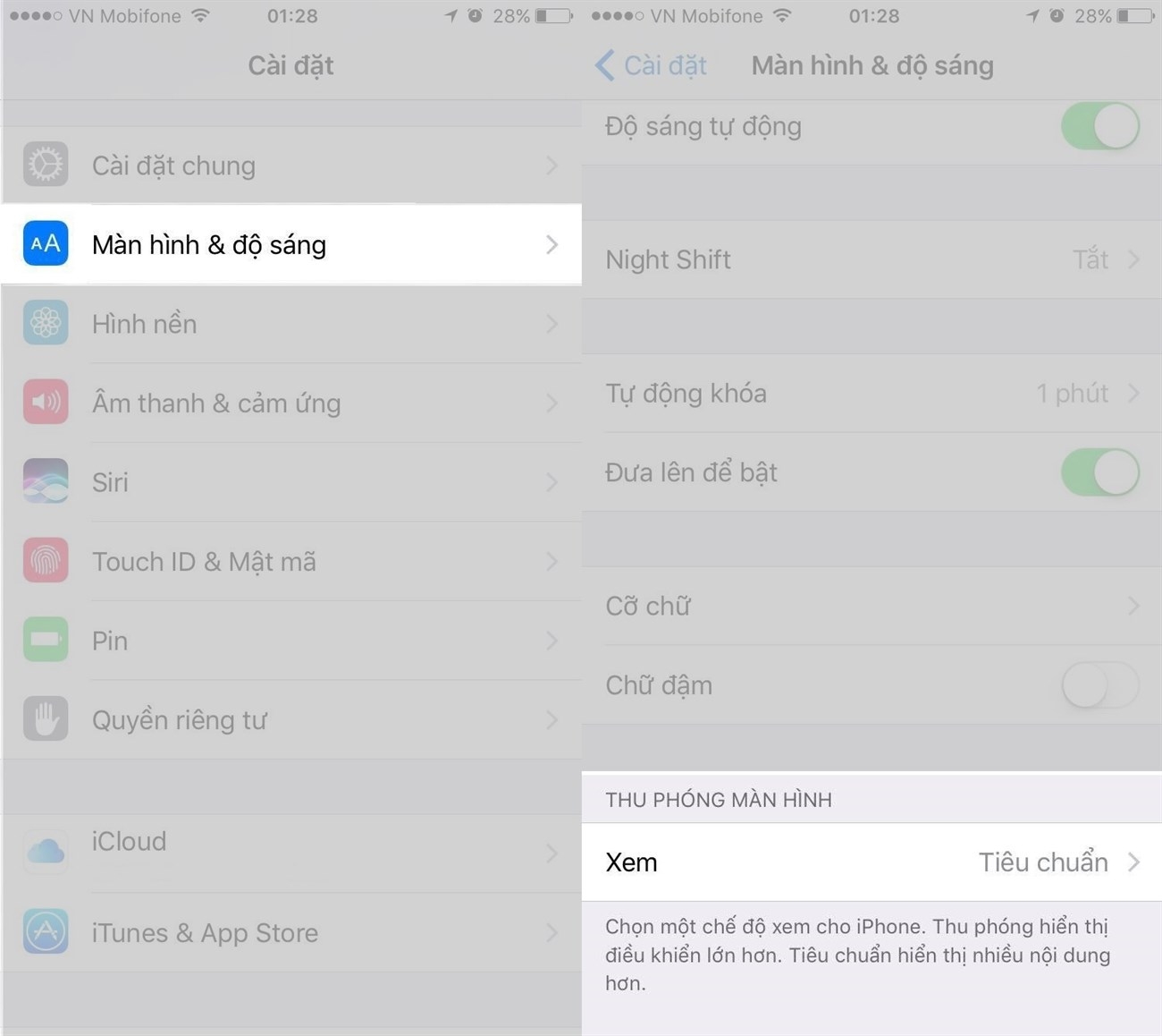 iPhone bị phóng to màn hình 5