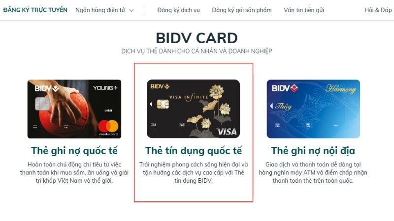 Truy cập link https://ebank.bidv.com.vn/DKNHDT.