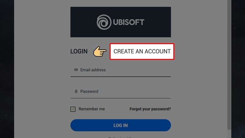 Ấn CREATE AN ACCOUNT