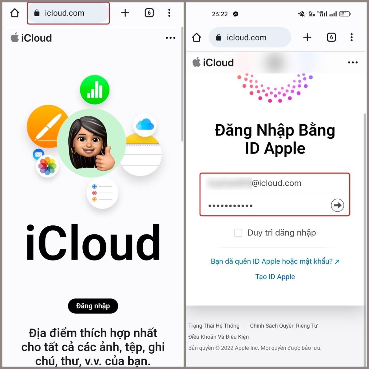 Sử dụng iCloud
