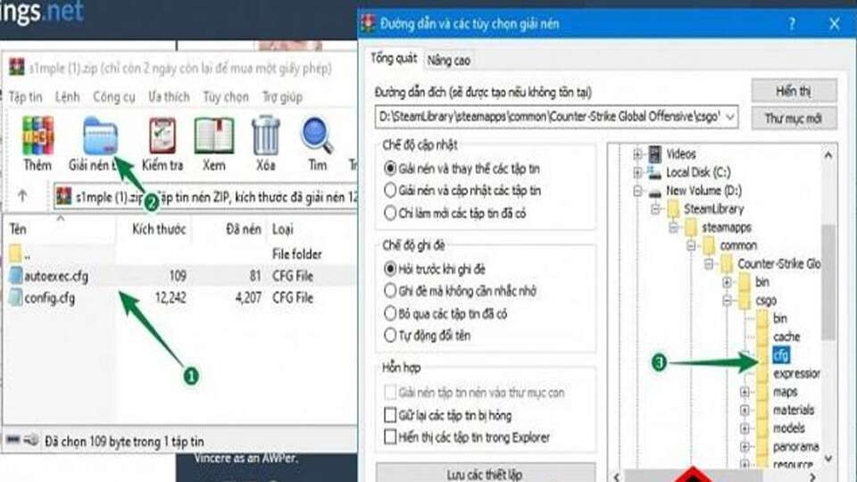 Chọn tệp tin autoexec.cfg và bung file nó