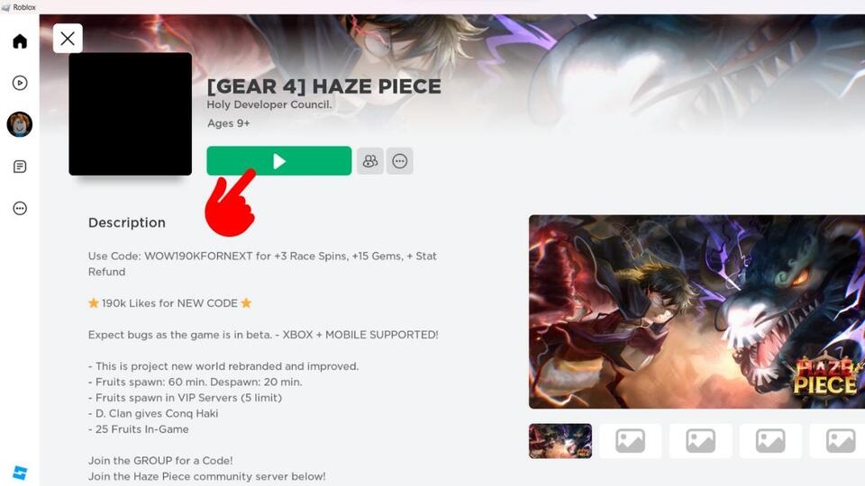 Nhấn nút “Play” để mở game