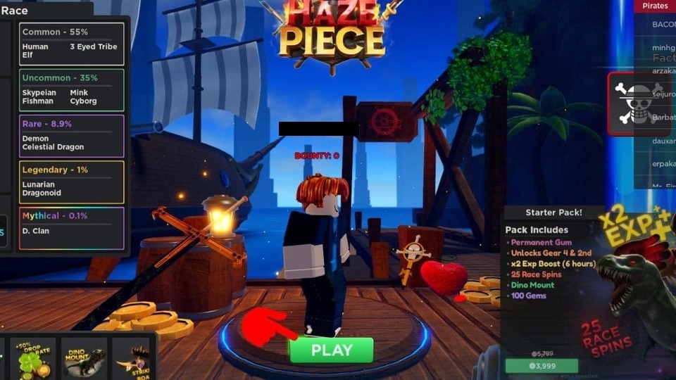 Nhấn vào nút “Play” để vào trình chơi chính