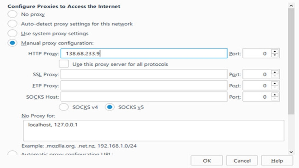 Thiết lập web proxy trong Firefox