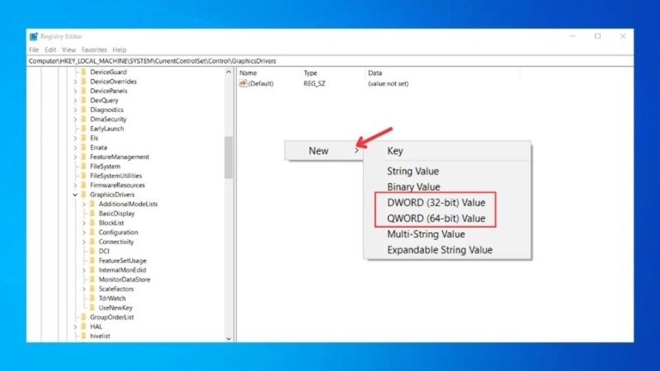 Click chuột phải vào khoảng trống bất kỳ ở khung bên phải và chọn New