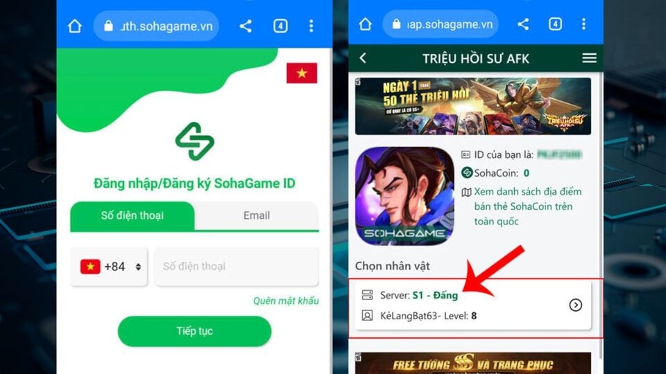 Truy cập website để nhập code game