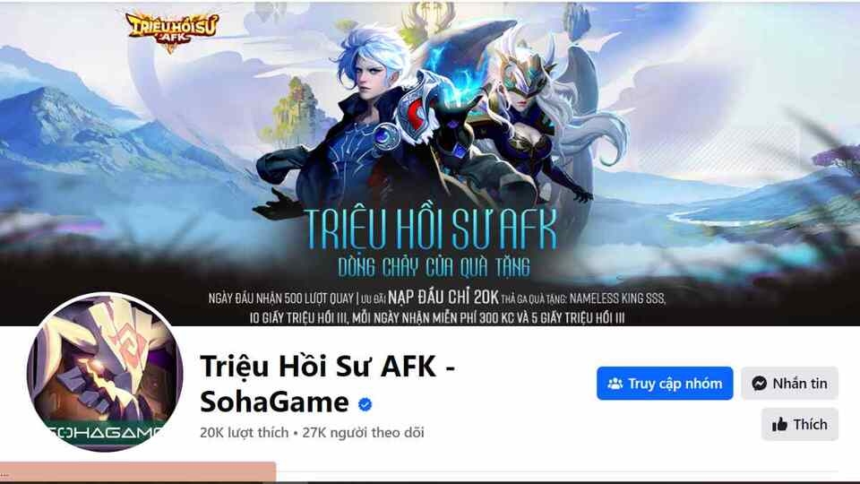 Tham gia các trang mạng xã hội của game