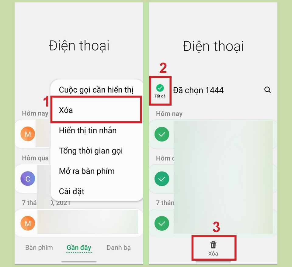 Nhấn vào nút xóa tất cả thông tin