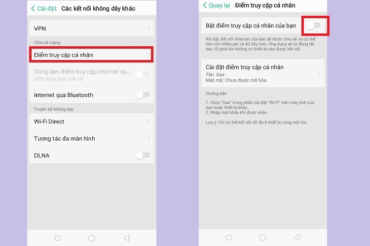 Tắt chia sẻ 3G/4G trên OPPO