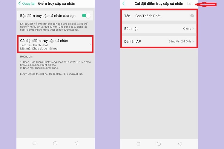 Cài đặt điểm truy cập cá nhân