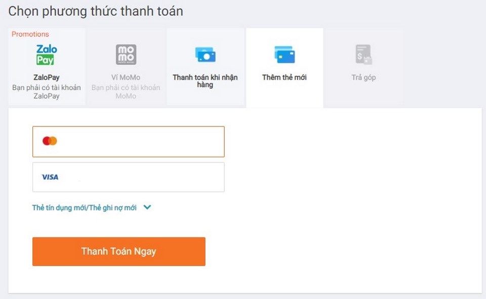 Xác nhận cách thanh toán phù hợp