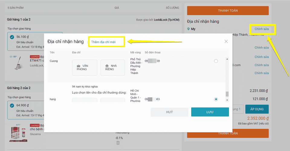 Xác nhận địa chỉ chính xác