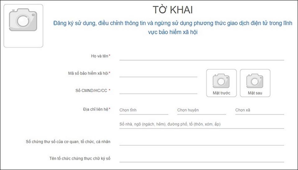 Kê khai các thông tin theo yêu cầu