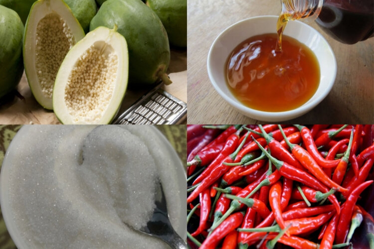 Nguyên liệu cần chuẩn bị để làm mắm đu đủ