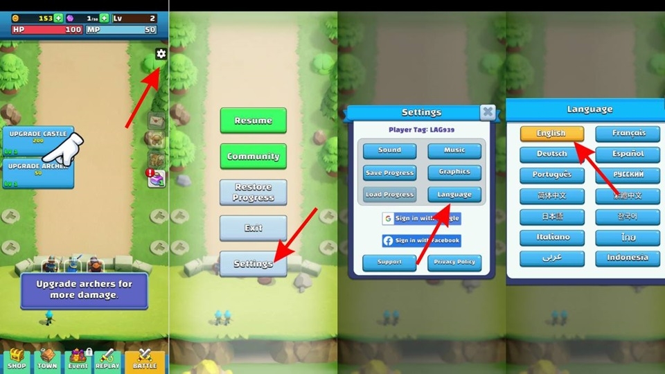 Cách thay đổi ngôn ngữ