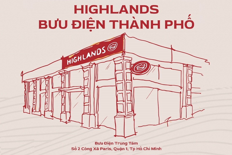 Poster khai trương Highlands Bưu Điện Thành Phố