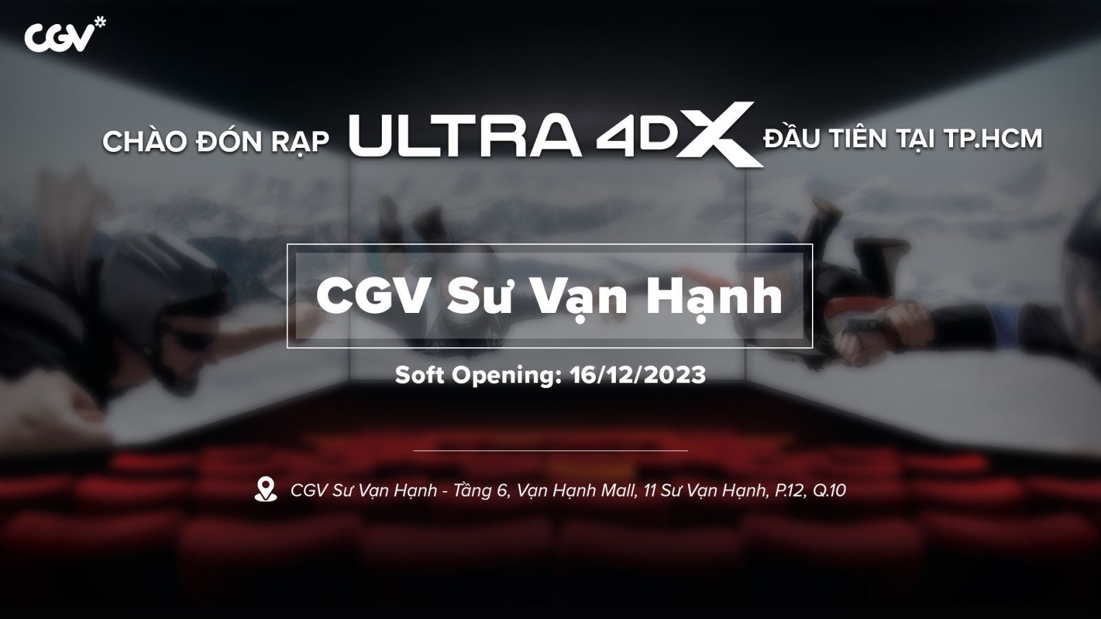 Poster khai trương rạp chiếu phim ULTRA 4DX đầu tiên tại TP HCM của CGV