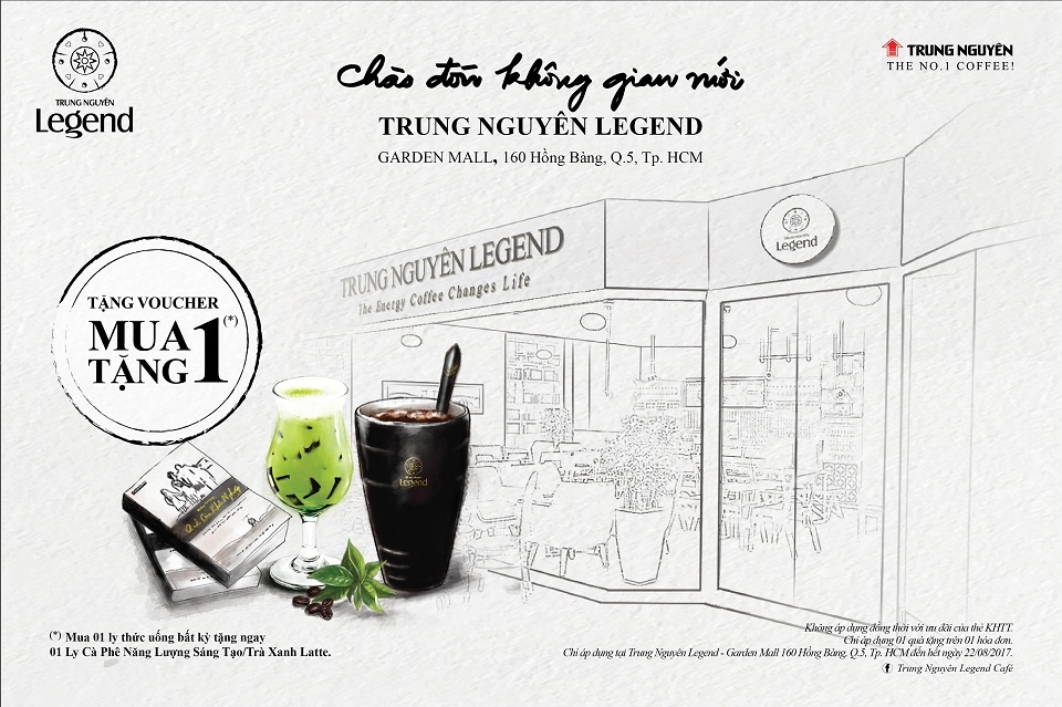 Poster khai trương cửa hàng Trung Nguyên Legend tại The Garden Mall