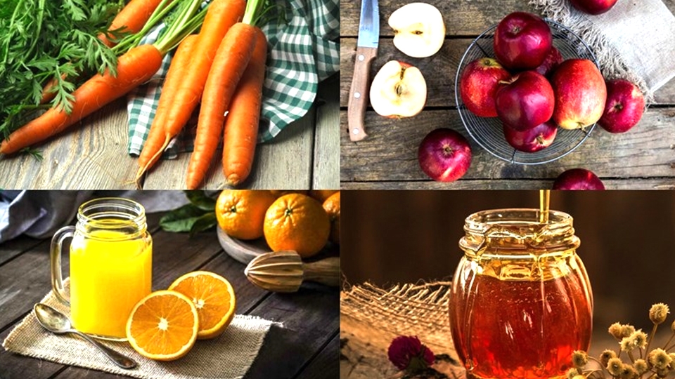 Nguyên liệu làm sinh tố cà rốt táo.