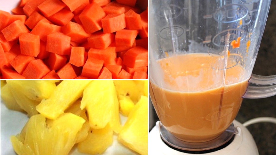 Pha chế sinh tố cà rốt mix dứa.