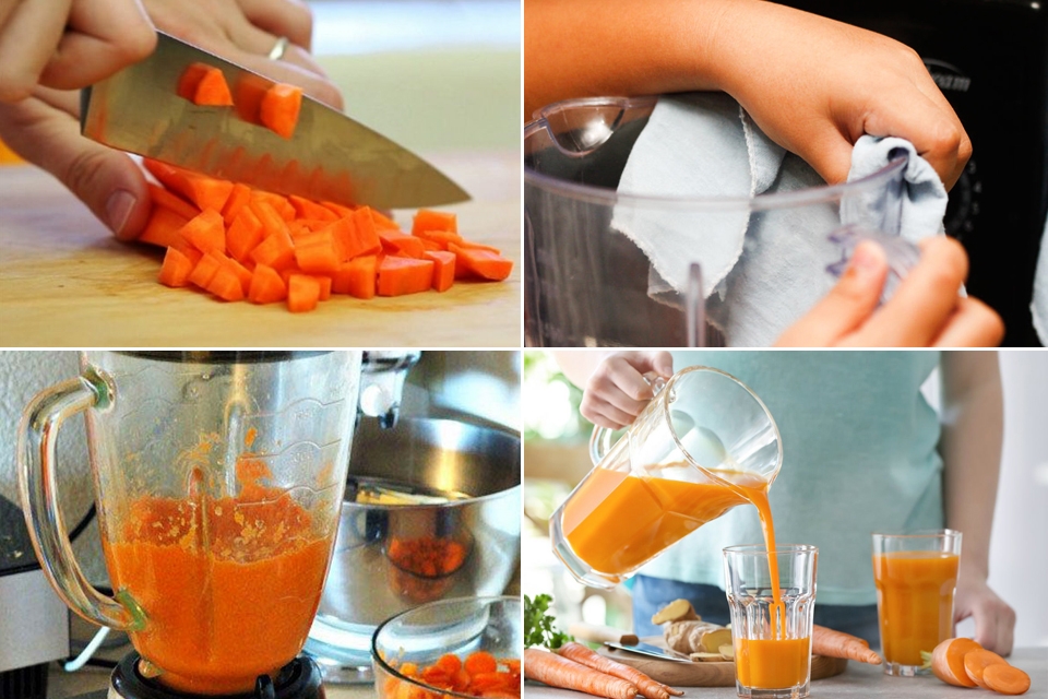 Các bước pha chế sinh tố cà rốt sữa tươi