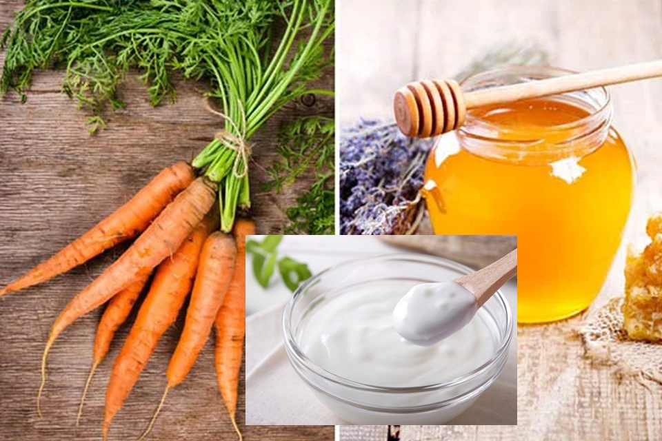 Nguyên liệu làm sinh tố cà rốt sữa chua.