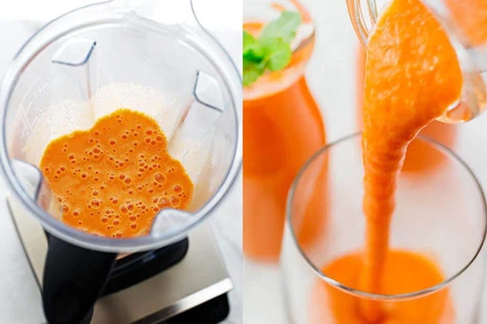 Các bước làm sinh tố cà rốt mật ong.