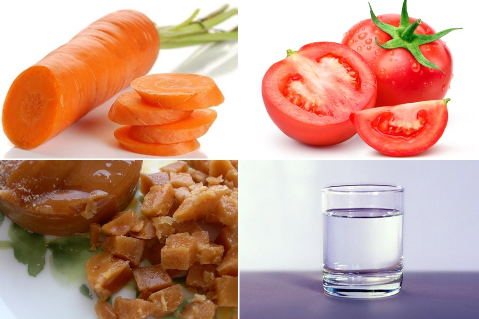 Nguyên liệu làm sinh tố cà rốt cà chua.