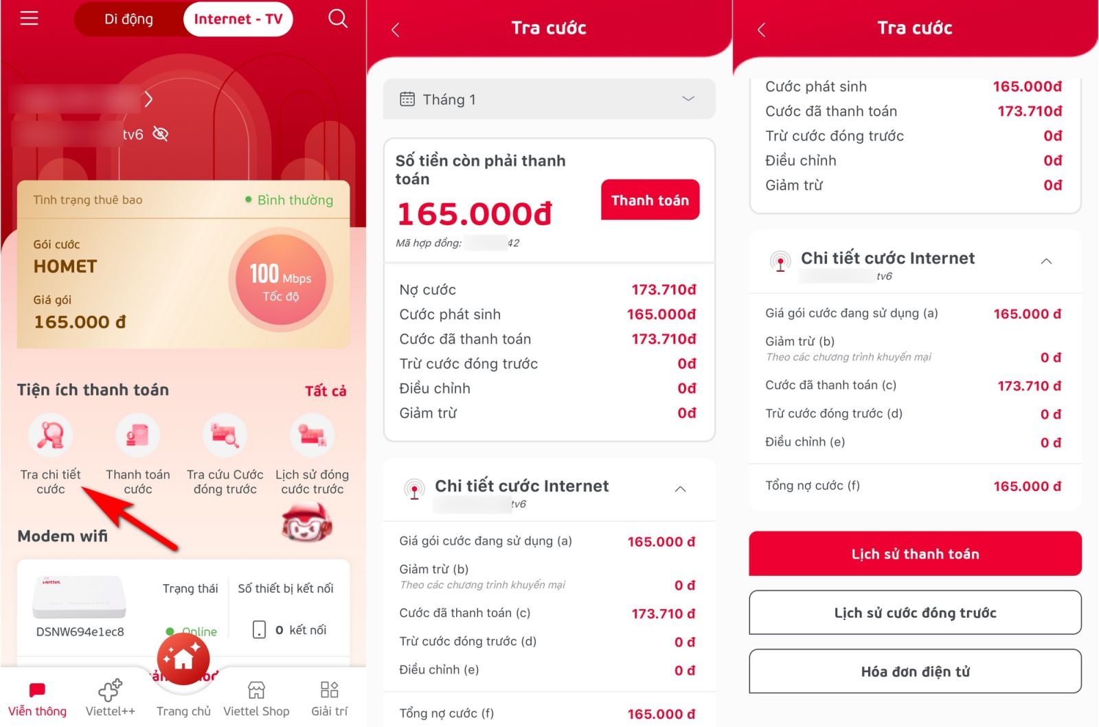 tra cứu nợ cước viettel 3