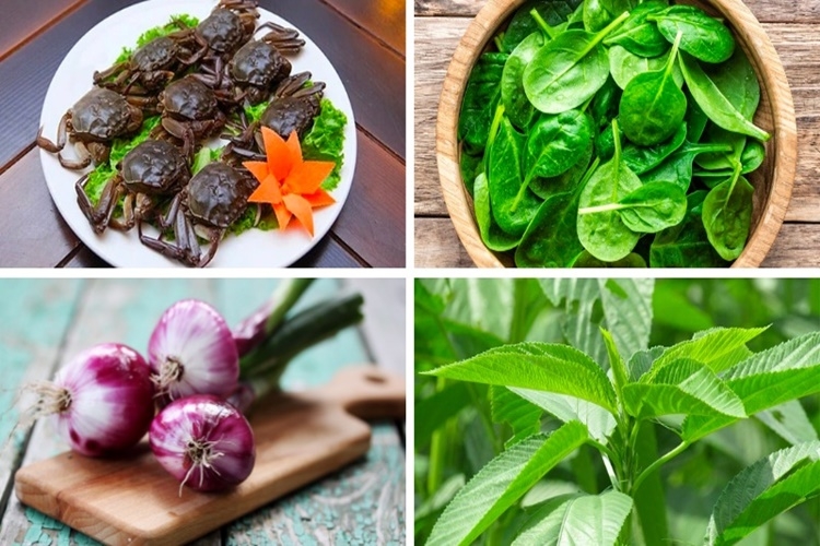 Nguyên liệu chuẩn bị nấu canh cua mồng tơi rau đay